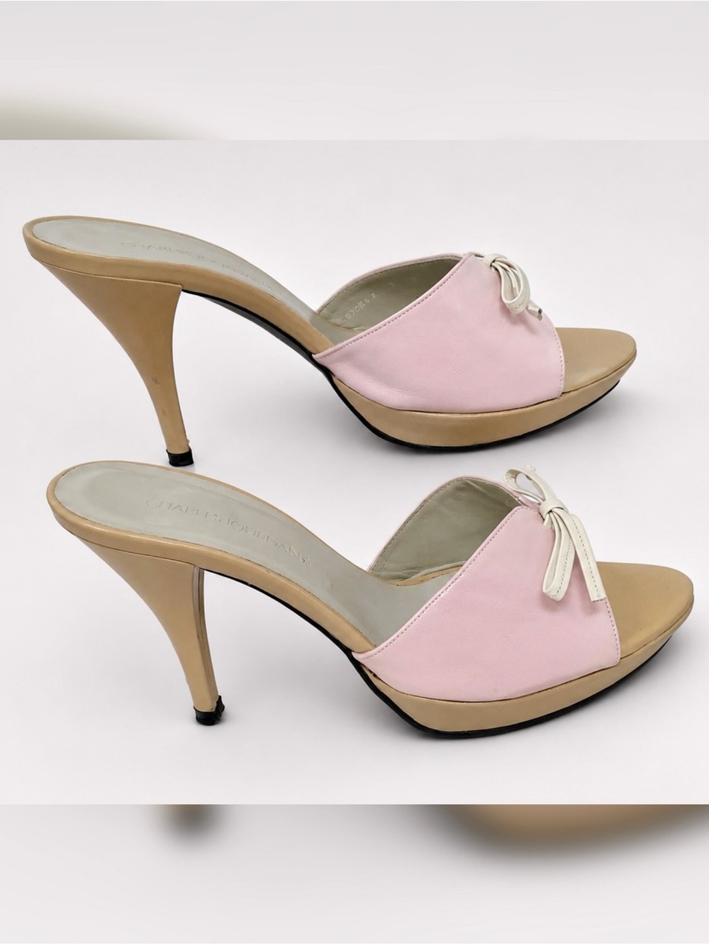 Vintage Y2K pink Bow Mules Charles Jordan - Picture 2 of 5
